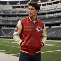 KC Kingdom - Crimson and Cream Varsity Jacket