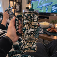 PHI - Fly Eagles Fly, Midnight Green Collage Tumbler