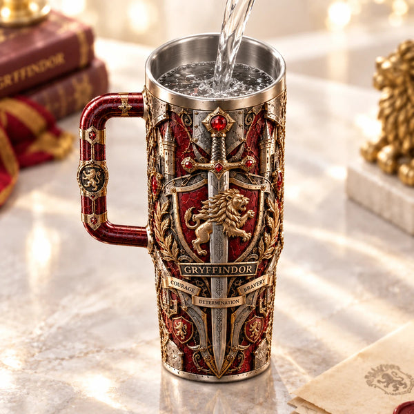 Crest of Courage - Crimson and Gold Heraldic Tumbler - main