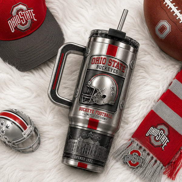 OSU Pewter Panel - Helmet, Scarlet Stripe and Stadium Relief - main