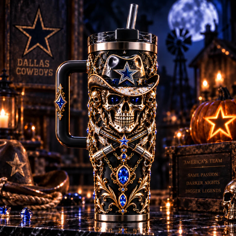 DAL Midnight Legend - Skull, Star and Gold Filigree Tumbler