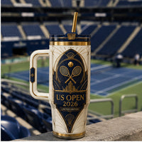 Gilded Court - Art Deco Tennis Tumbler in Ivory and Navy