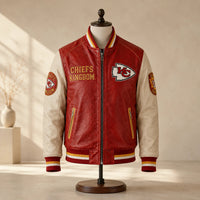 KC Kingdom - Crimson and Cream Varsity Jacket