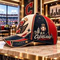CLE - Winged Letterform in Navy, Cream and Crimson