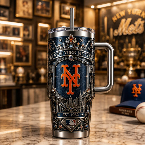 NYM Heritage Panel - Ornamental Navy and Orange Tumbler - main