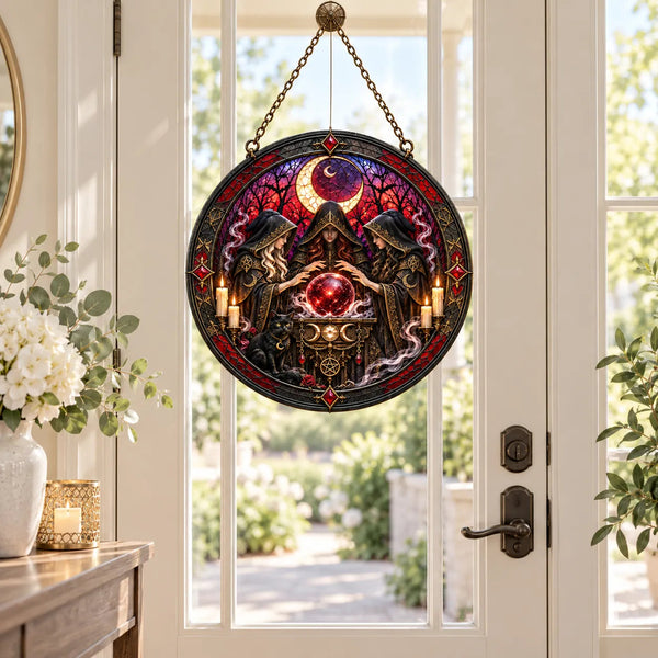 Crimson S\Uffffffffce - Crescent Moon Round Window Hanging - main