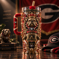 UGA Heirloom Crest - Ornate Red and Gold Tumbler