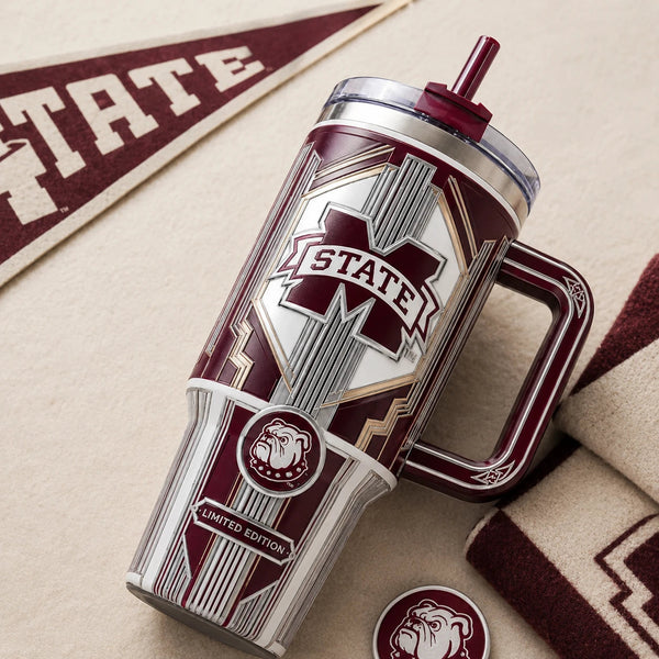 Maroon Deco - MSST Crest Tumbler in Chrome and Maroon - main