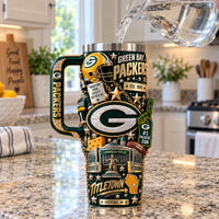 GB Titletown - Layered Green and Gold Collage Tumbler