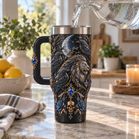 Moonlit Regalia - Gothic Lion and Raven Tumbler