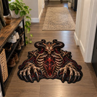 Obsidian Threshold - Horned Skull Doormat in Bone and Ember