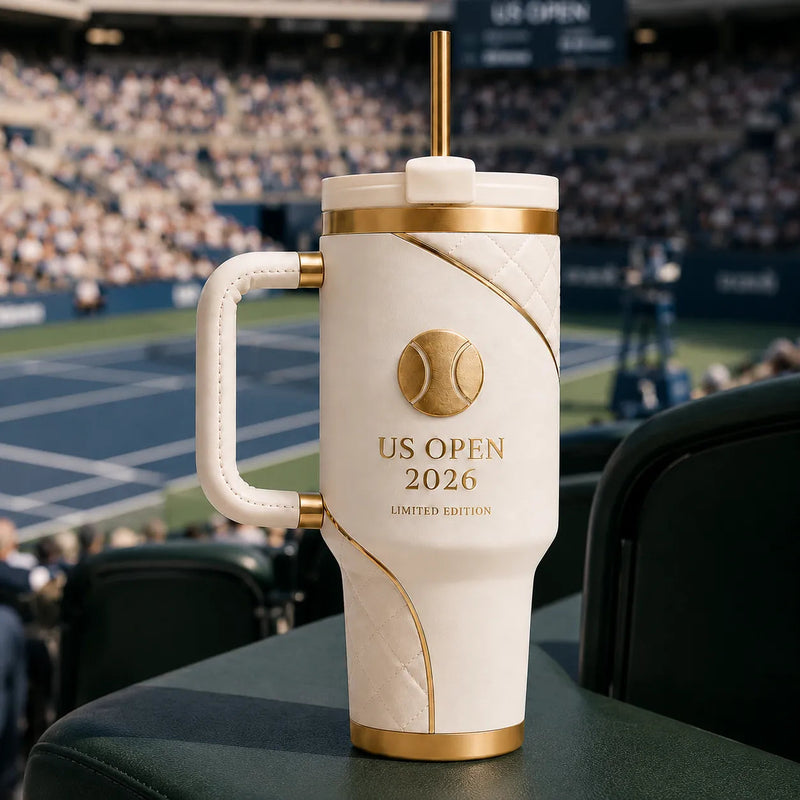 Center Court Elegance - UO 2026 Gold Tennis Tumbler