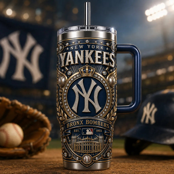 NYY Heritage Crest - Navy and Gold Ornamental Tumbler - main