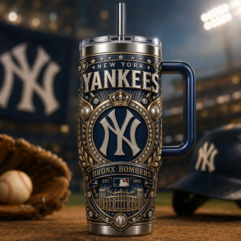 NYY Heritage Crest - Navy and Gold Ornamental Tumbler