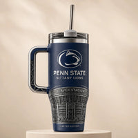 PSU Blue Hour - Stadium Relief and the Lion Mark