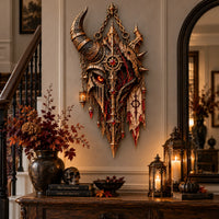 Gilded Sentinel - Horned Silhouette Heteromorphic Wood Sign