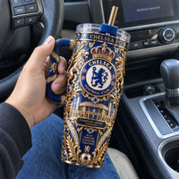 CHE Royal Blue - Ornate Crest Tumbler in Gold Relief