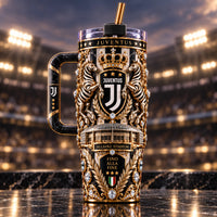 JUV Crest in Gold - Baroque Black and White Tumbler