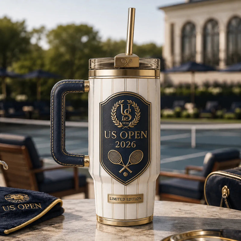 Ivory and Navy - A Tennis Crest Study in Gold Relief