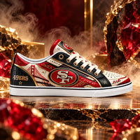 SF Bridgeline - Crimson, Cream and Gold Low-Top Sneakers