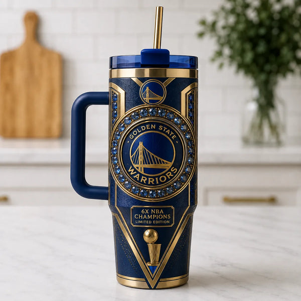 GSW Medallion - Navy and Gold Wraparound Tumbler - main