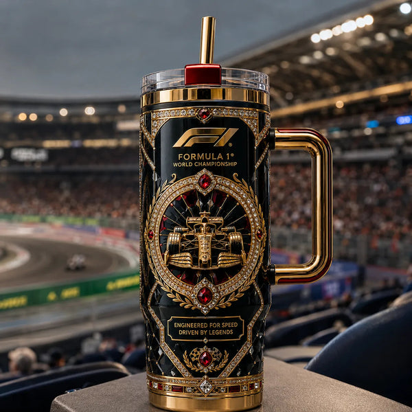 F1 Gilded Crest - Obsidian and Gold Ornamental Tumbler - main