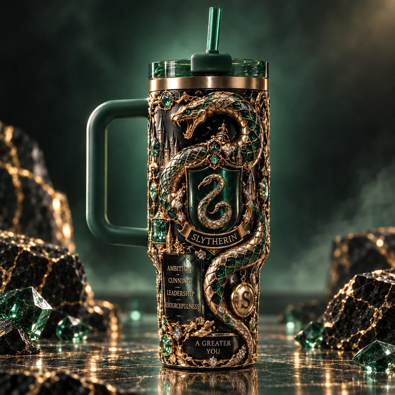 Ambition in Emerald and Gold - The Serpent Crest Tumbler